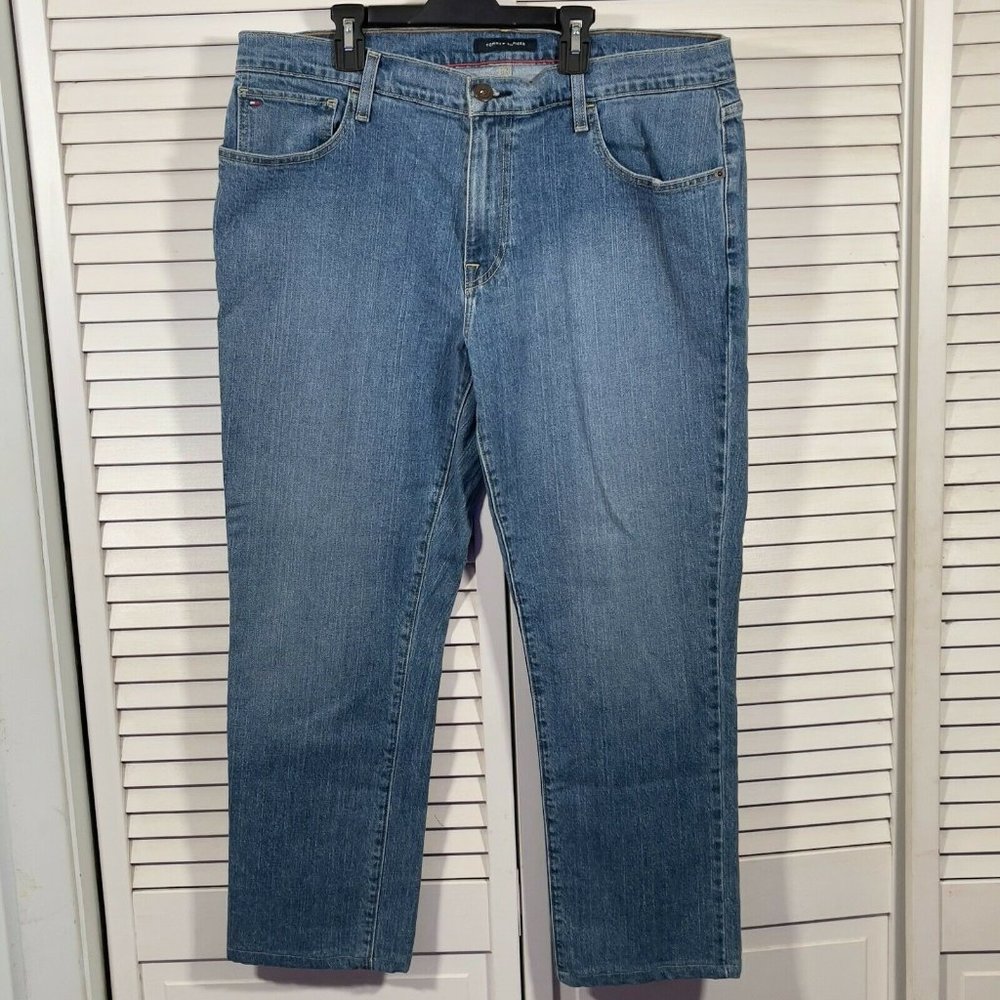 Tommy Hilfiger Men's Straight Droite Blue Denim Jeans Size 36x30 Actual 36x27